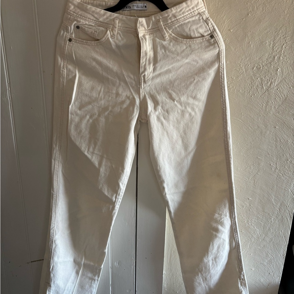 Zara Off-White Denim Pants